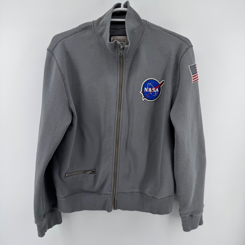 Red Canoe NASA Jacket Mens XL Gray Rocket Scientist Full Zip Sweatshirt
